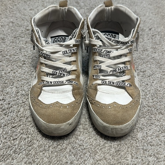 Golden Goose White and Tan High-Top Sneakers - Picture 3 of 4